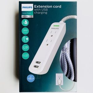 Philips Extension Cord with USB Charging Ports NWT